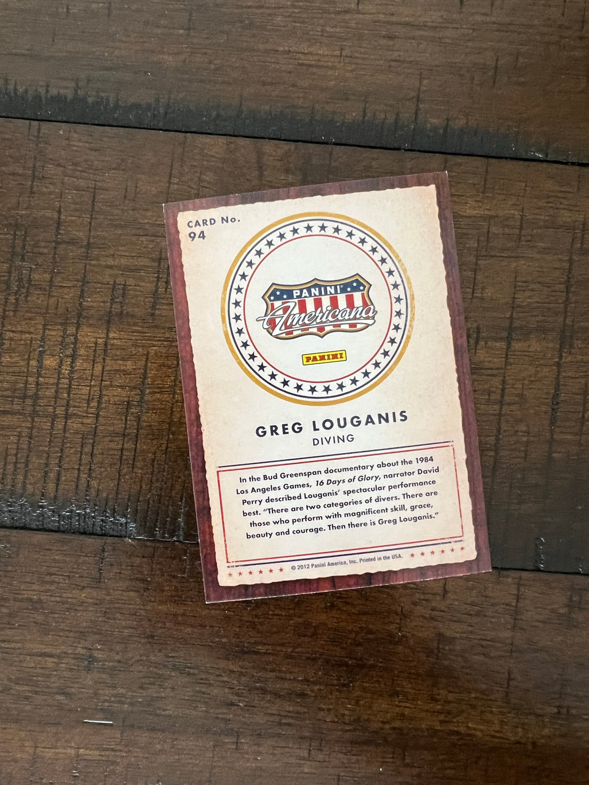 Autographed Trading Card, Panini Americana