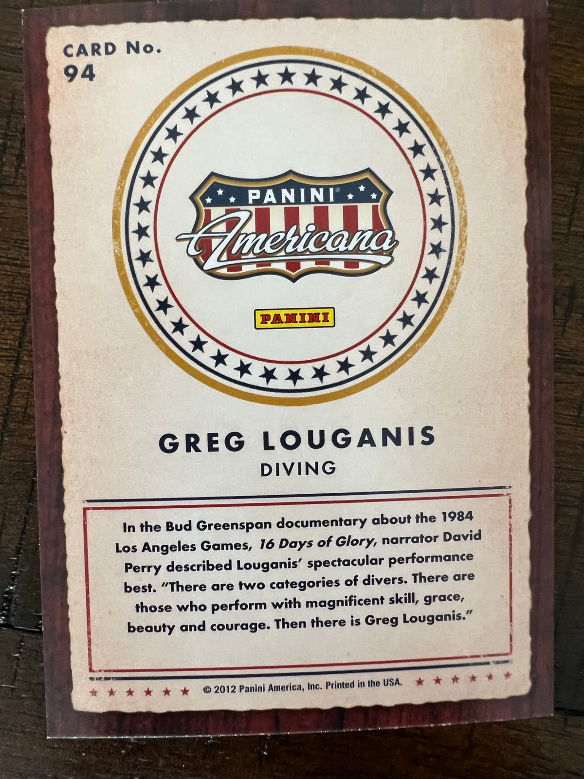 Autographed Trading Card, Panini Americana